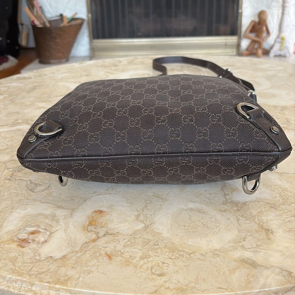 Gucci GG Canvas Abbey D-Ring Crossbody Bag Dark Brown Canvas & Leather - Picture 5 of 16